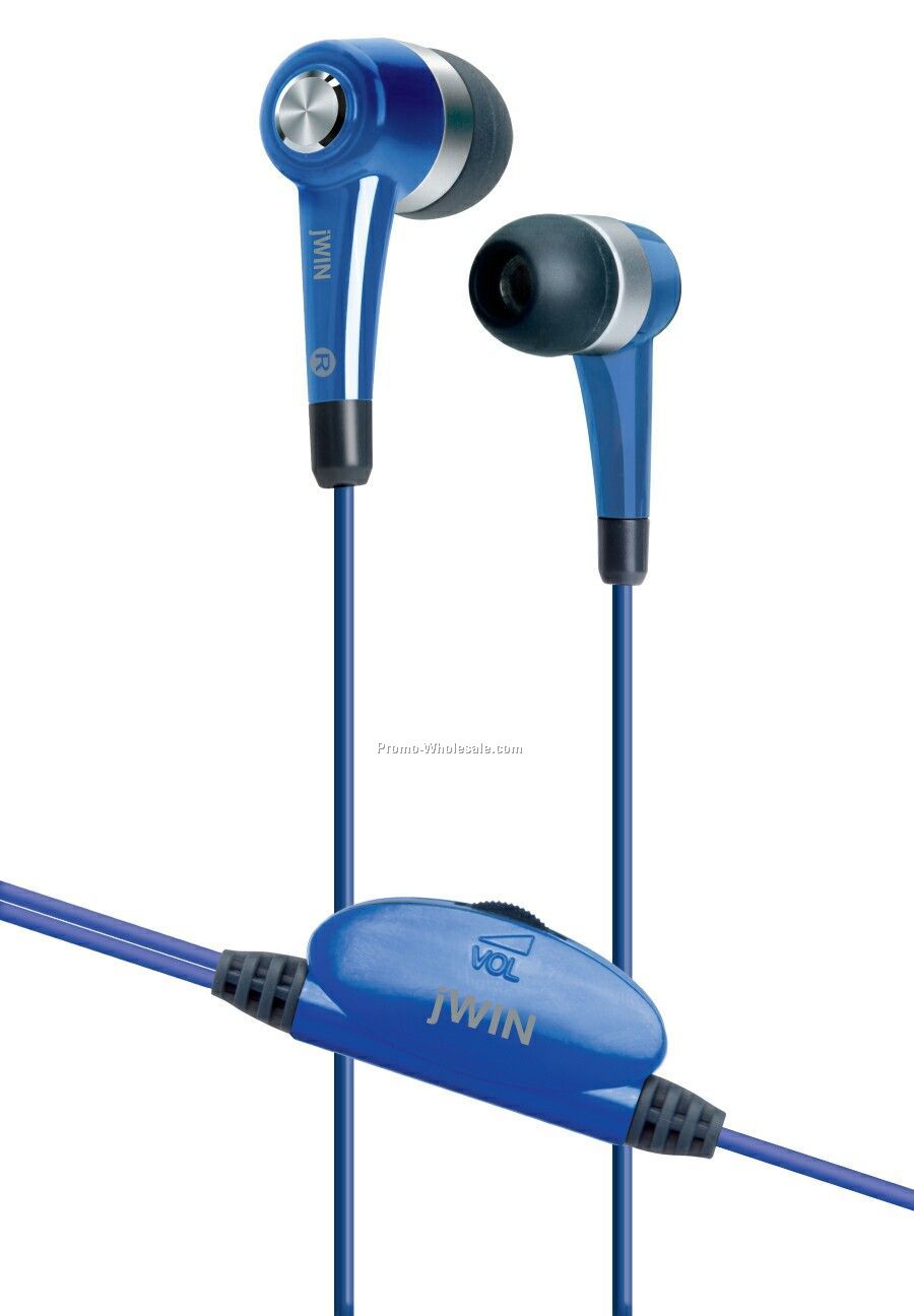 Jwin Stereo In-ear Earphones W/Volume Control - Blue
