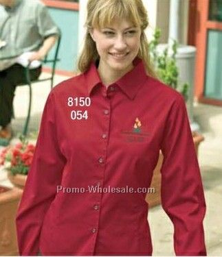 Ladies Milestone Long Sleeve Button Down Shirt (3xl)