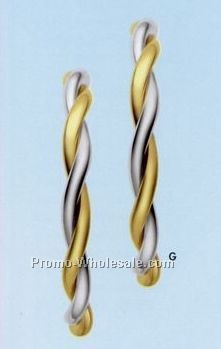 Ladies' Tourneau 14k White & Yellow Gold Hoop Earrings
