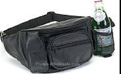 Leather Waist Bag With Flip-out Bottle Holder