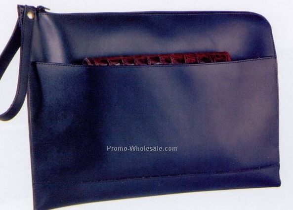 Leather Zippered Envelope W/ Wrist Strap (Top Grain)
