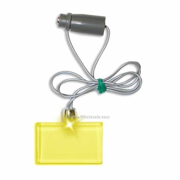 Light Up Necklace W/ Frosted Pendant (Yellow Rectangle)