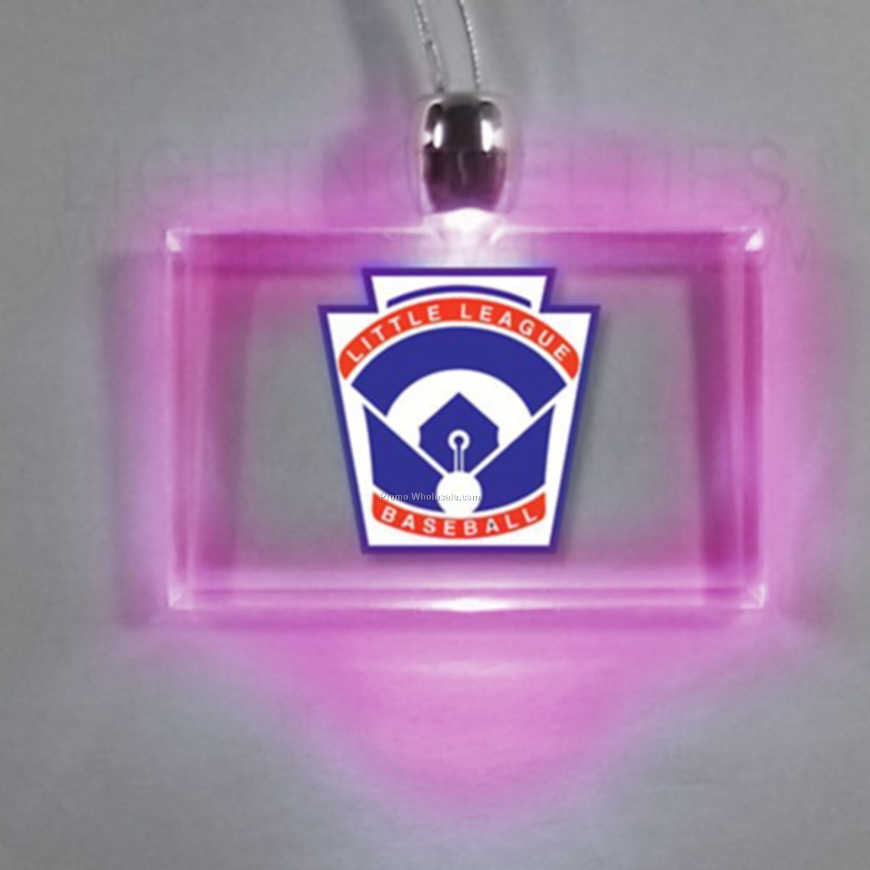 Light Up Pendant Necklace - Rectangle - Pink Or Purple