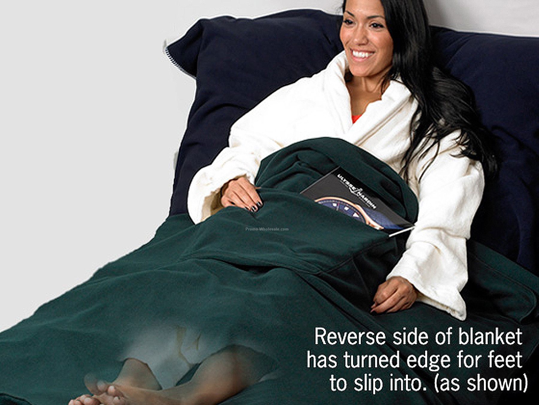 Lounge Fleece Blanket With Foot Warmer Pocket (Blank)