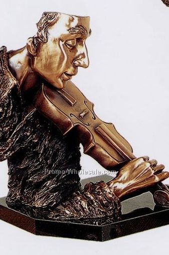 Male Violinist Figurine-copper/Marble Base