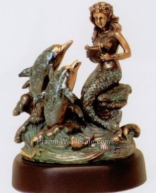 Mermaid Figurine W/2 Dolphins(5"x6")