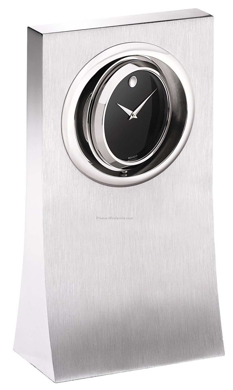 Movado Black Museum Dial Brushed Aluminum Clock