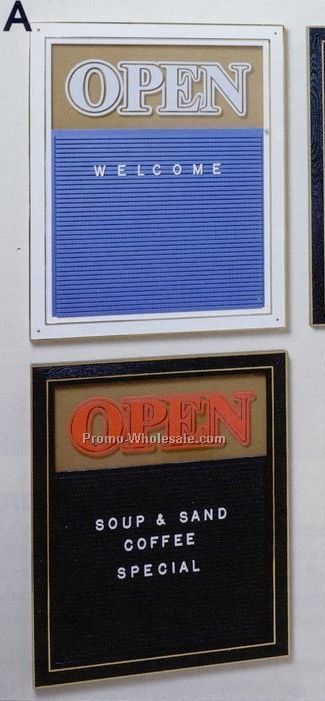 Open/ Closed & Window Board (White Frame, Blue Panel, White Letters)