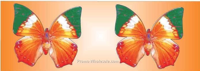 Orange & Green Butterfly Panoramic Badge W/ Metal Pin