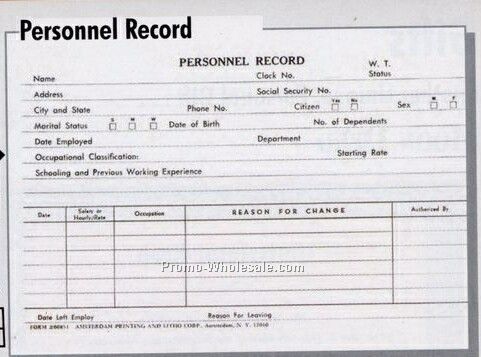 Personnel Record Form