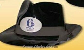 Plastic Gangster Hat With Brim Black Fabric Ribbon (Unimprinted)