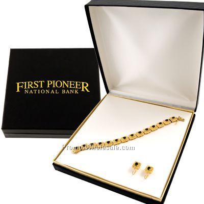 Premium Museum Collection Set With Sapphire Accented Bracelet And Earrings