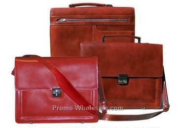 Red Veg Tanned Calf Leather Computer Brief