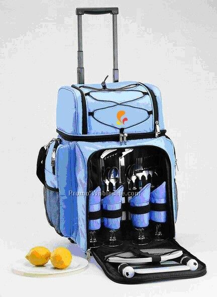 Rolling Picnic Bag With Service For 4