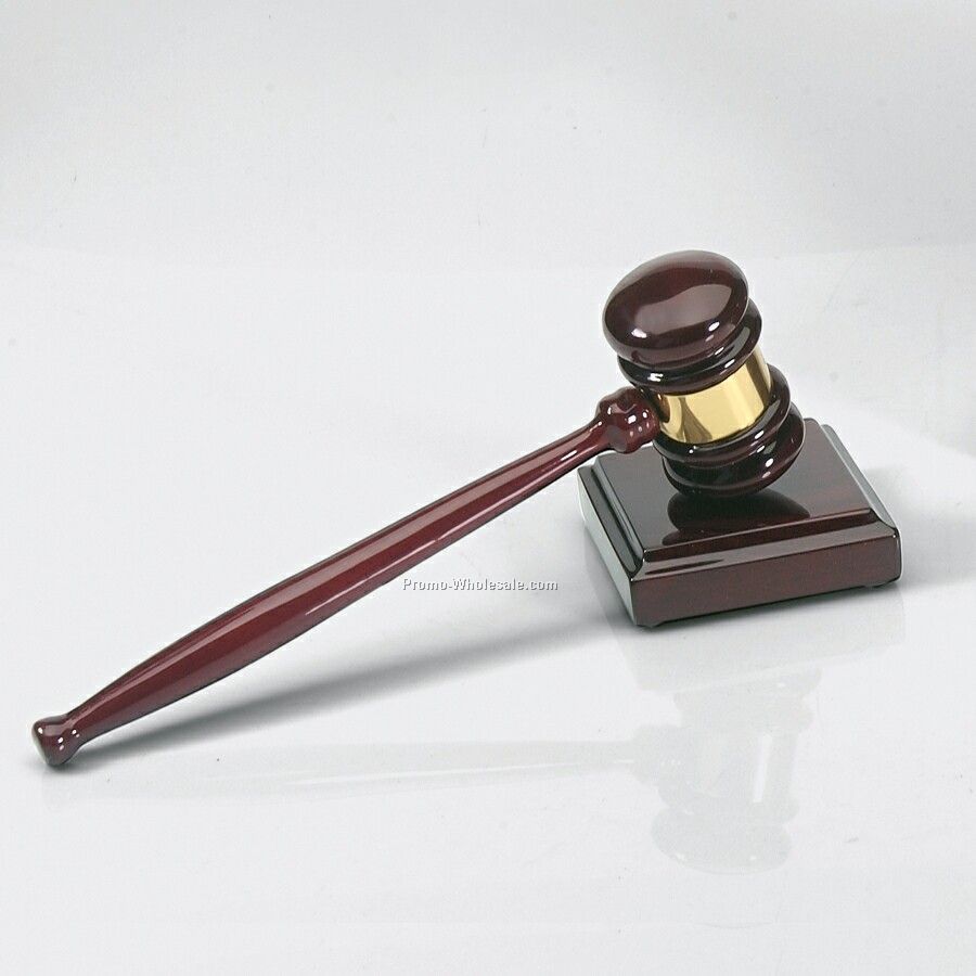 Rosewood Gavel With Band & Sound Block