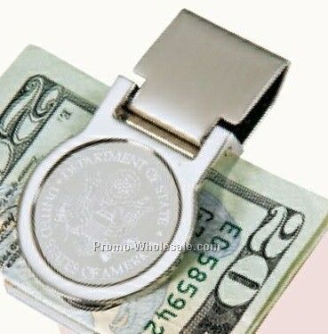 Round 3d Mirror Etched Chrome Money Clip /1-1/4"x2-1/4"x1/4"