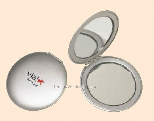 Round Silver Compact Mirror