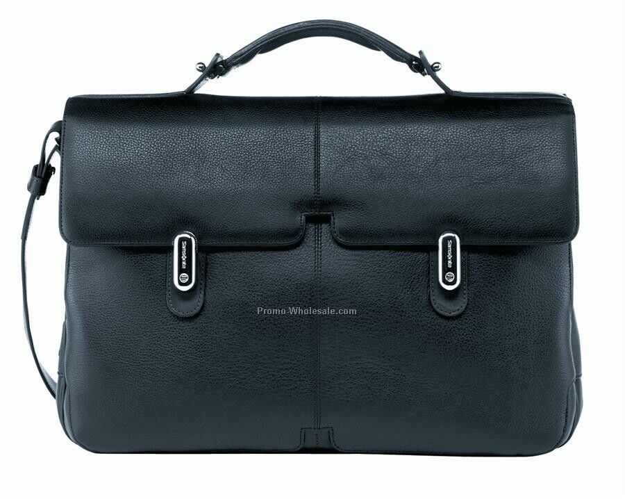 Samsonite High Tech Leather Briefcase 3 Gusset