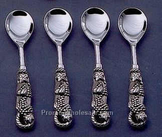 Set Of 4 Silver Plated Grape Spoons