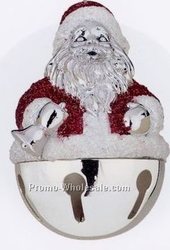 Silverplated Santa Sleigh Bell Ornament