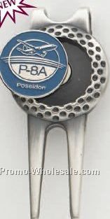 Small Dimpled Divot Tool/ Money Clip With 1" Magnetic Ballmarker