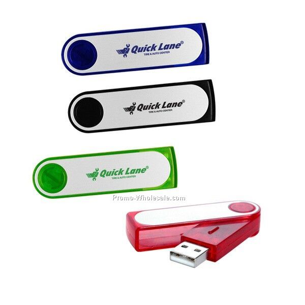 Swivel USB Brushed Aluminum Flash Drive Translucent Plastic Case