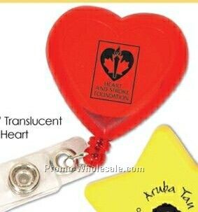 Translucent Red Heart Retractable Badge Holder