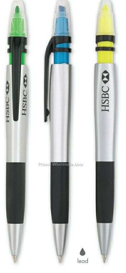 Triside 2-in-1 Pen/Pencil With Highlighter Combo