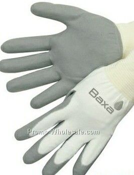 Ultra Thin Gray Polyurethane Palm Coated White Knit Gloves
