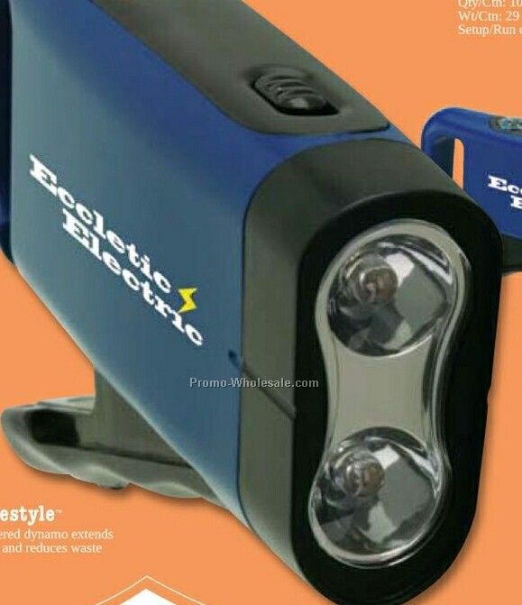Valumark Blue Rechargeable Dynamo Flashlight 5"x2"x1-1/8"