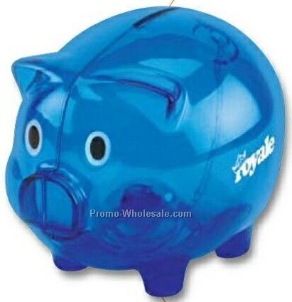 Valumark Large Transparent Smoky Black Piggy Bank 4-3/4"x3-3/4"x3-7/16"