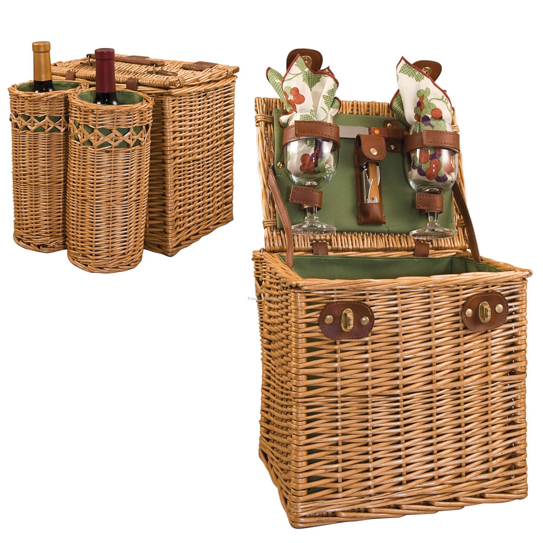 Vino Wine Basket With 2 Insulated Exterior Wine Compartments