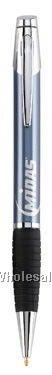 Vista Ash Blue Twist-action Ballpoint Metal Pen W/ Rib Rubber Grip