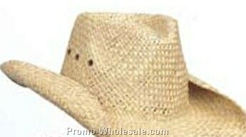 Western Straw U-shape-it Hat W/ Metal Eyelet Crown (One Size Fit Mo