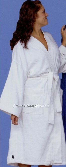 White Distinction Shawl Collar Ultra Shear 2 Ply Velour Robe (48")