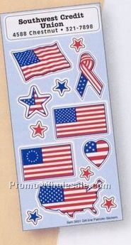 White Paper Patriotic Stickers With Flags