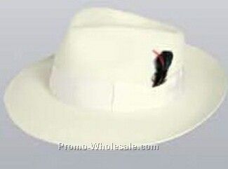 White Wool Felt Zoot Suit Hat W/ Feather (S-xl)