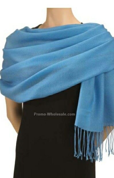 Wolfmark Cornflower Blue Pashmina Silk/Wool Blend Scarf