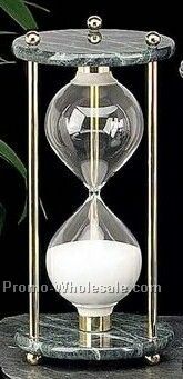 10" Brass & Green Marble 60 Minutes Sand Timer
