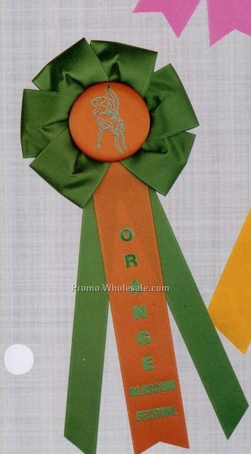 12" Custom Rosette With Triple Streamers