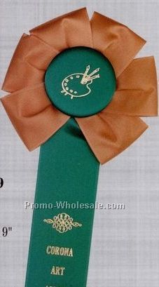 13" Custom Rosette With 2"x10" Single Streamer & 6 Loops