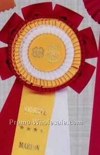 15" Custom Rosette Ribbon With Triple 2"x12" Pinked Streamer