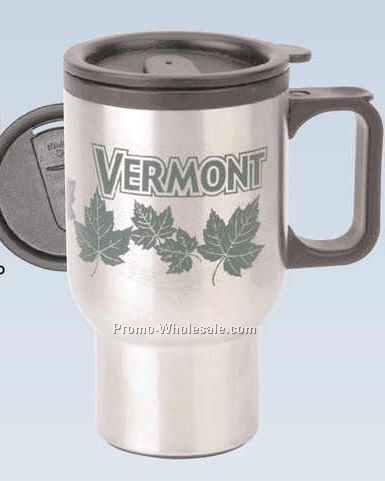 16 Oz. Brushed Stainless Steel Mug W/ Plastic Insert (Engraved)