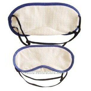 19cmx9cm 100% Polyester Eye Mask (Tan Beige/ Blue Trim)