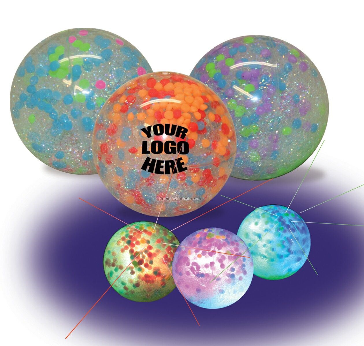 2-1/4" Hi-bounce Light Up Confetti Water Ball