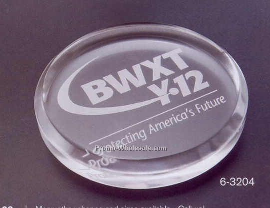 2-3/4"x3/4" Acrylic Round Paper Weight W/ Beveled Edges