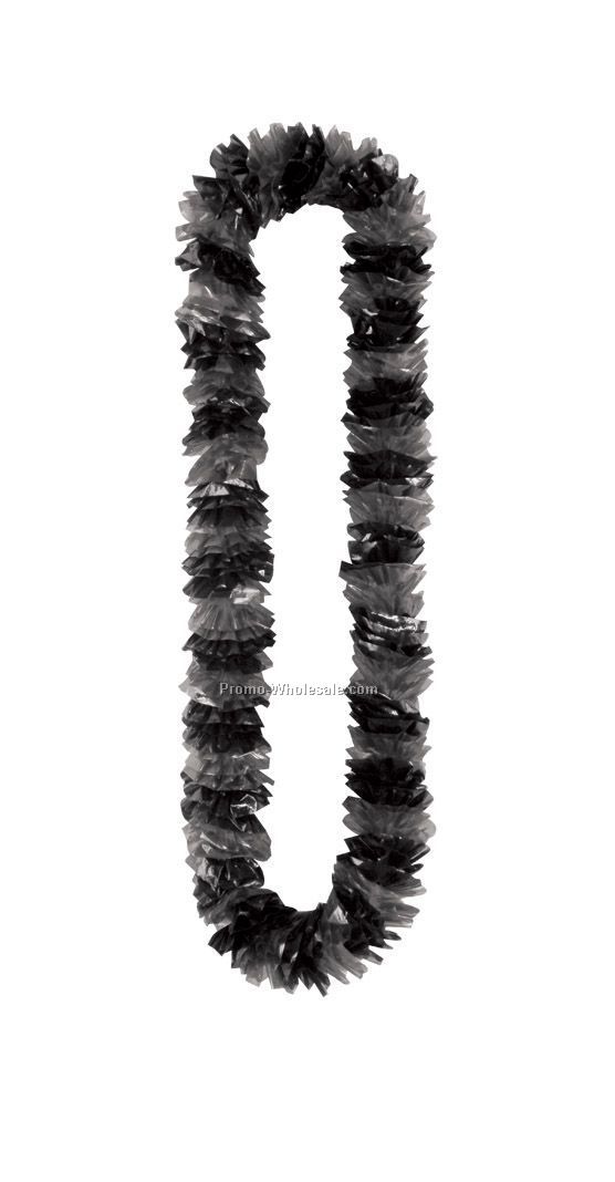 2"x36" Soft Twist Black & Silver Poly Leis