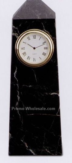 2"x6"x2" Obelisk Clock - Black Zebra