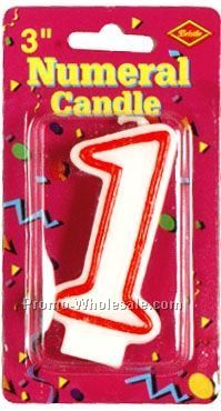 3" Outlined Number 1 Numeral Candle