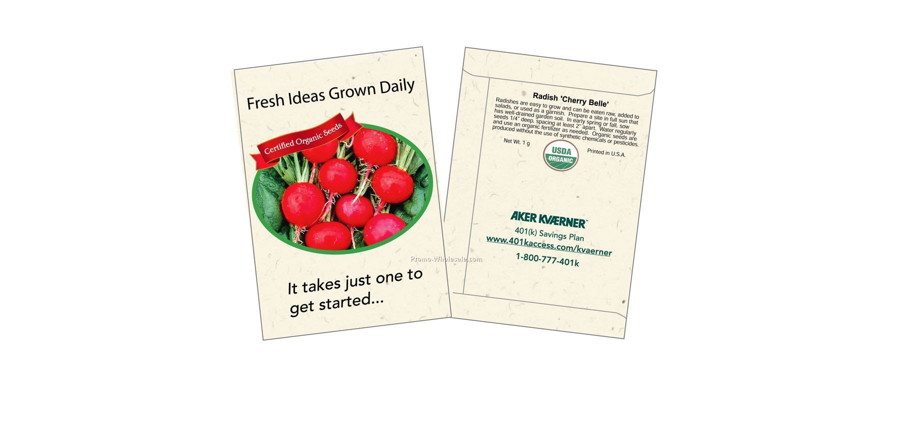 3-1/4"x4-1/2" Organic Radish - Cherry Belle - Seed Packets (1 Color)